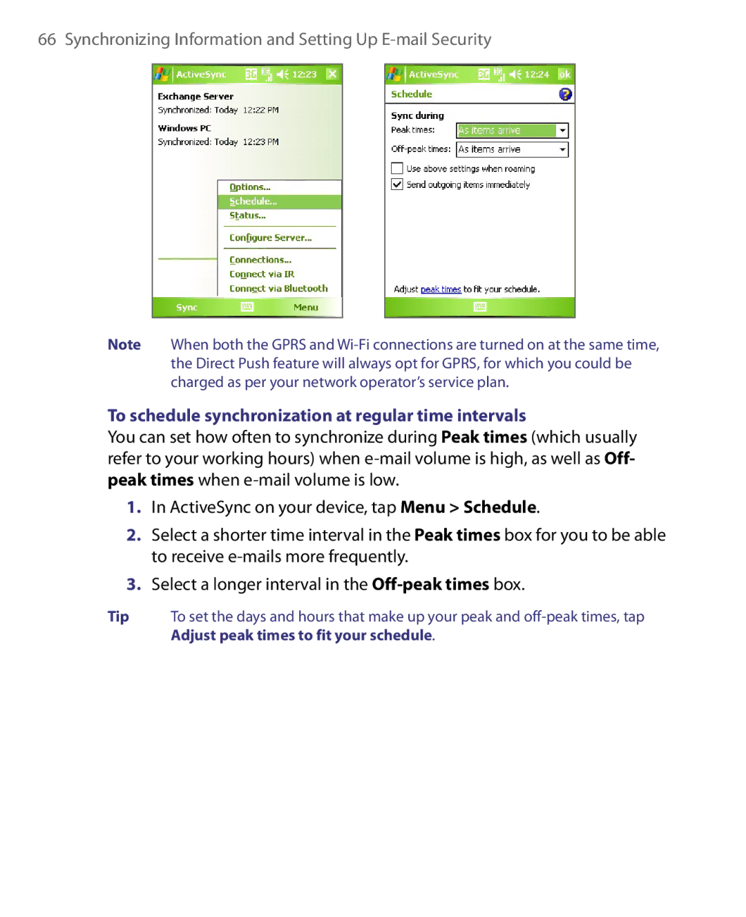 HTC Pocket PC Phone user manual To schedule synchronization at regular time intervals 