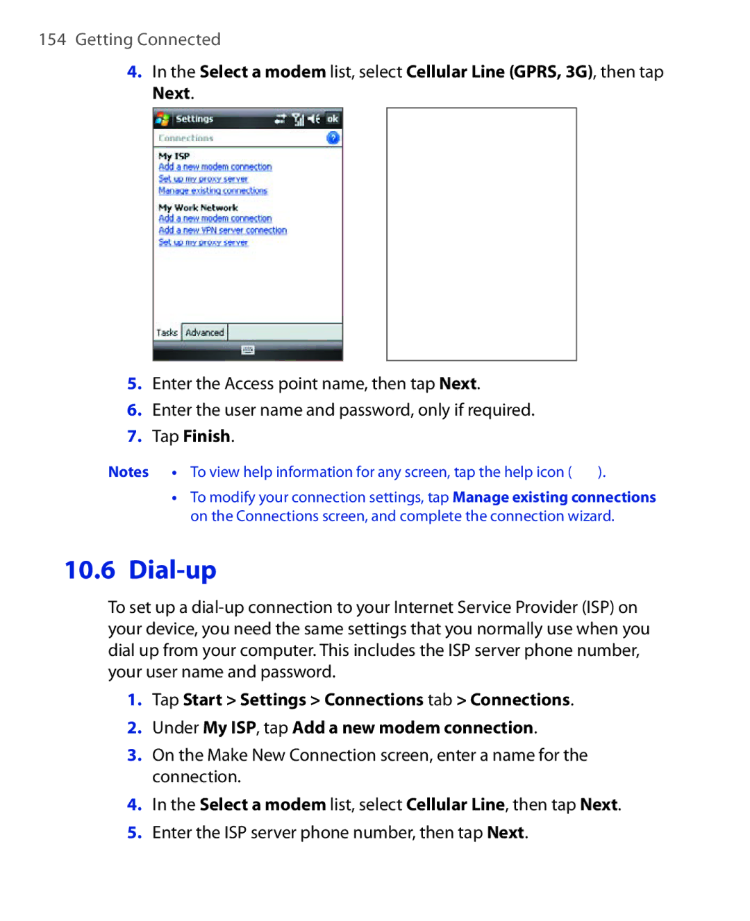 HTC POLA100 user manual Dial-up 