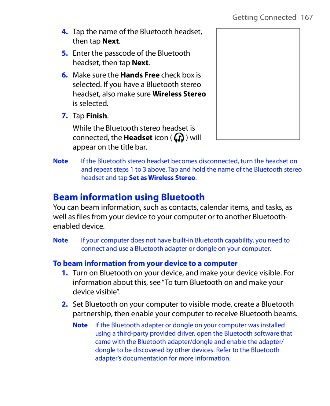 HTC POLA100 user manual Beam information using Bluetooth, To beam information from your device to a computer 