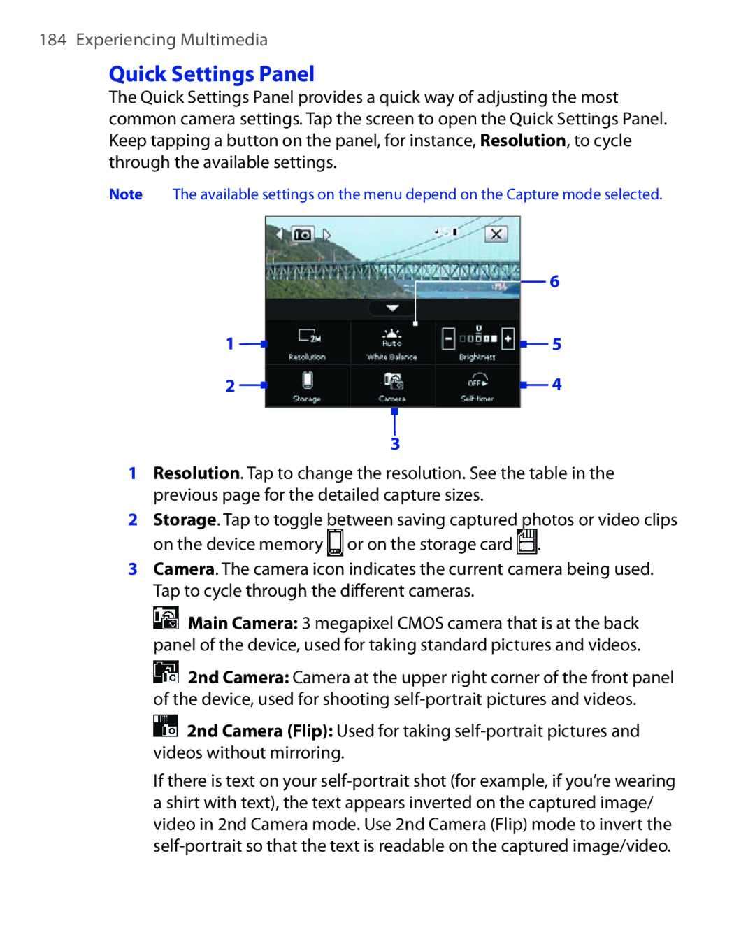 HTC POLA100 user manual Quick Settings Panel 