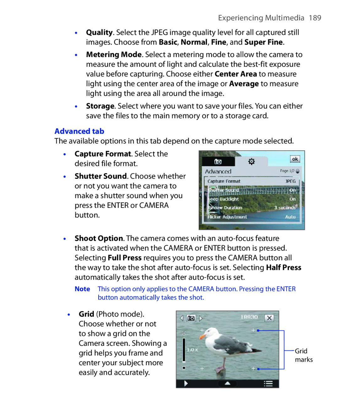 HTC POLA100 user manual Advanced tab 