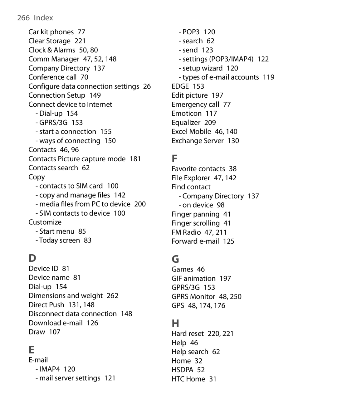 HTC POLA100 user manual Index 