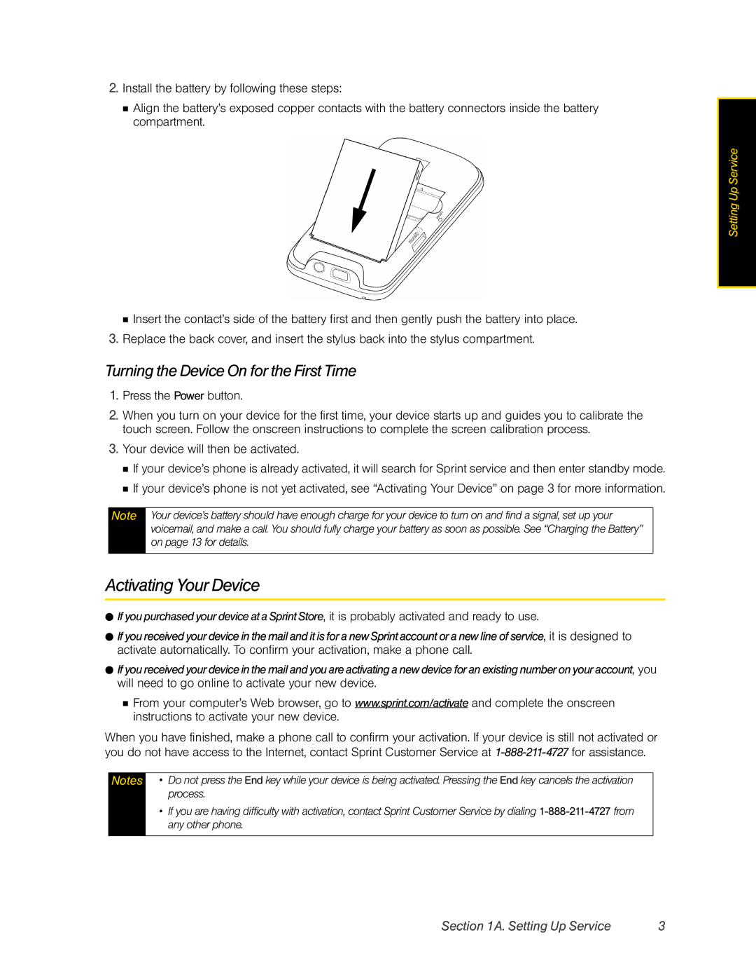 HTC Pro2 manual Activating Your Device, Turning the Device On for the First Time 