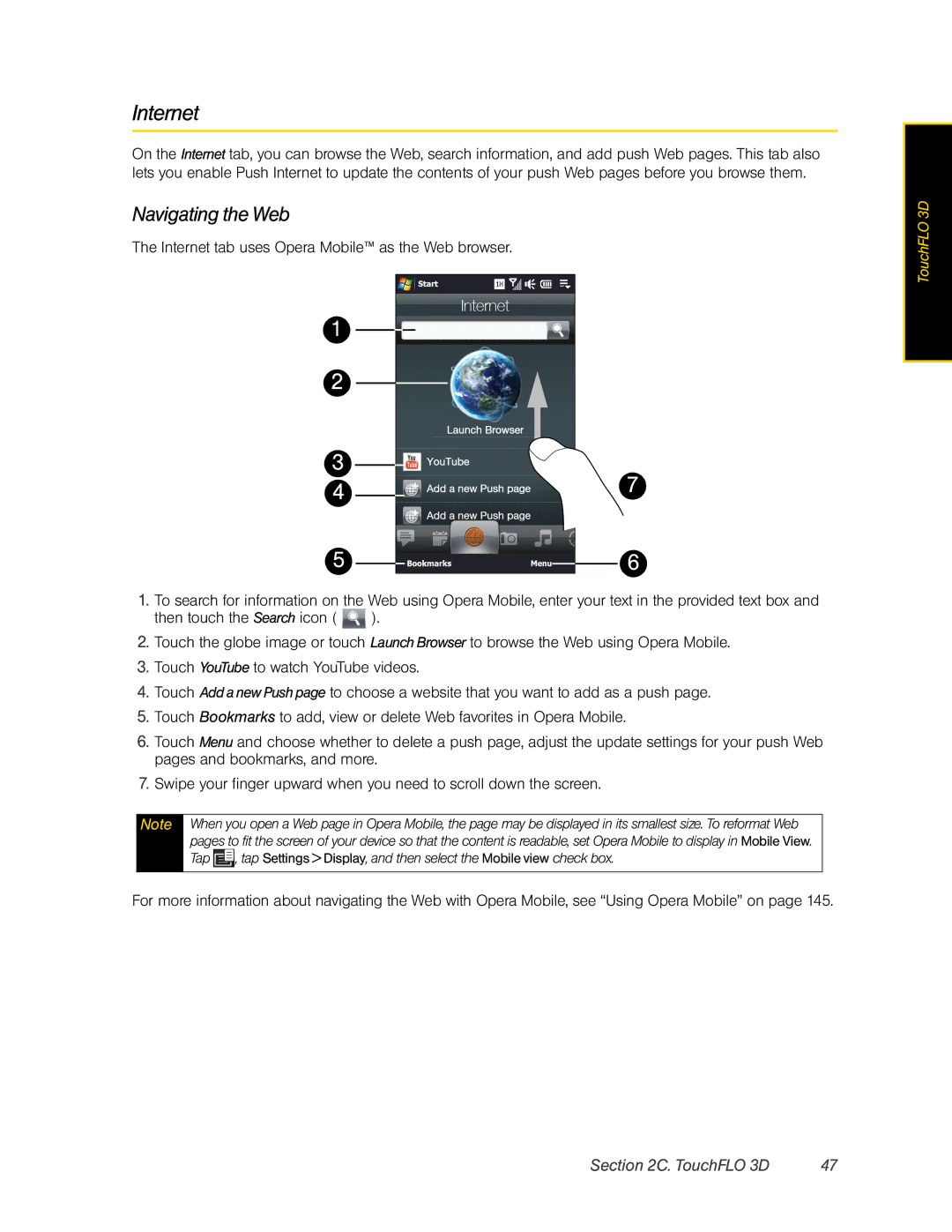 HTC Pro2 manual Internet, Navigating the Web 