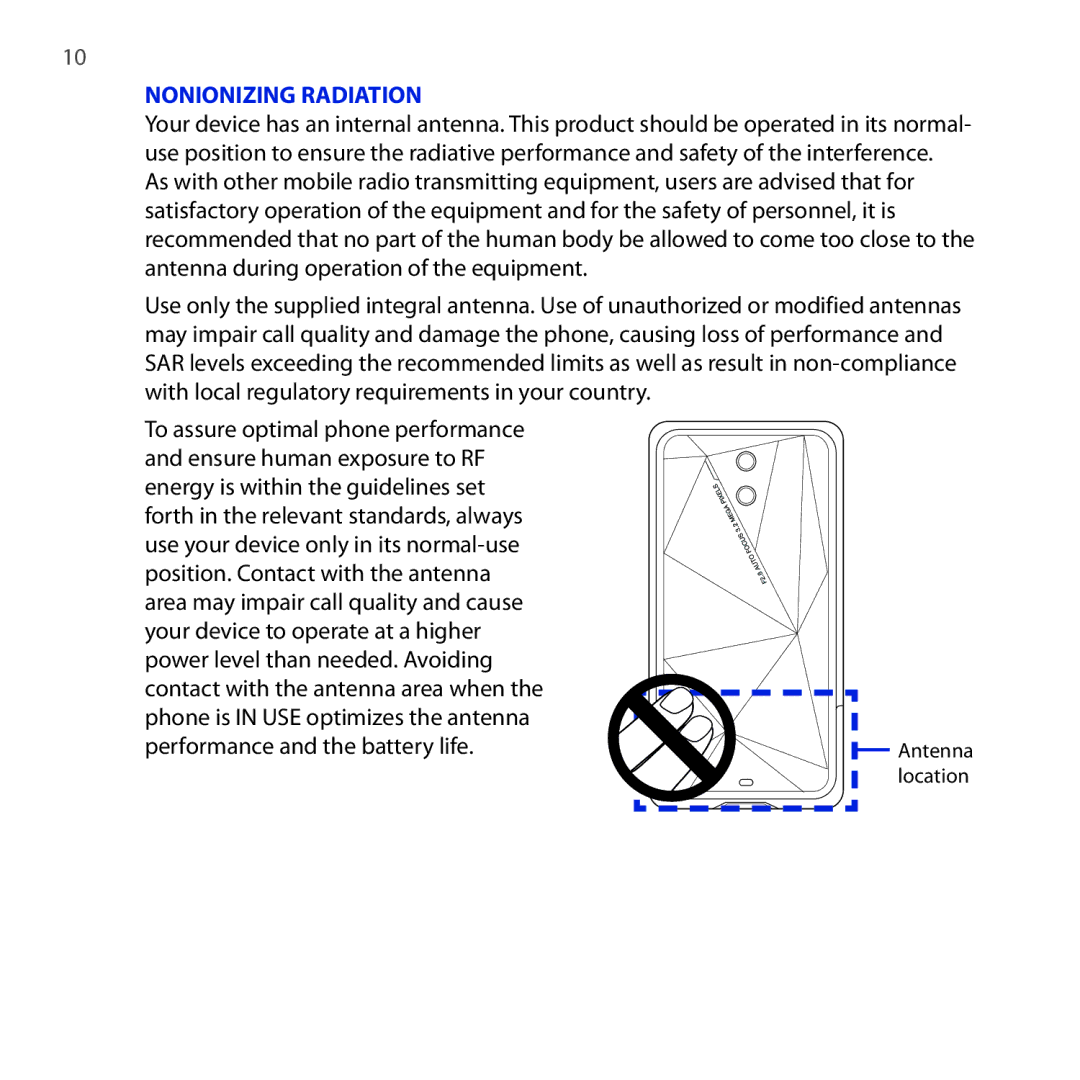 HTC RAPH100 user manual Nonionizing Radiation 