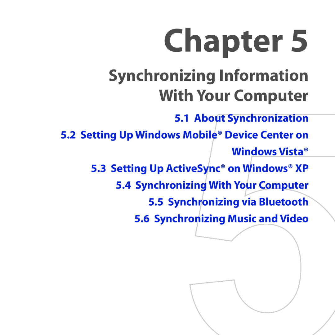 HTC RAPH100 user manual Synchronizing Information With Your Computer, About Synchronization 