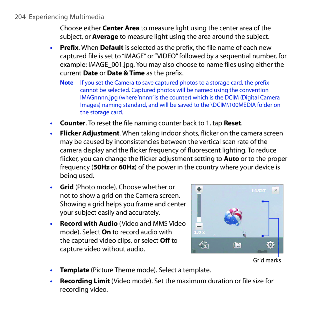 HTC RAPH100 user manual Grid marks 