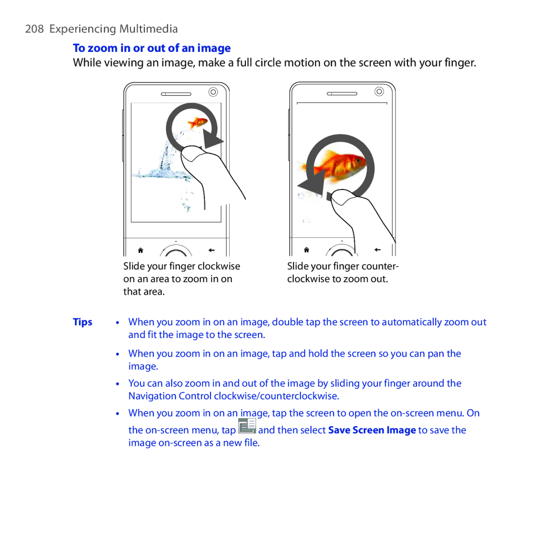 HTC RAPH100 user manual To zoom in or out of an image 