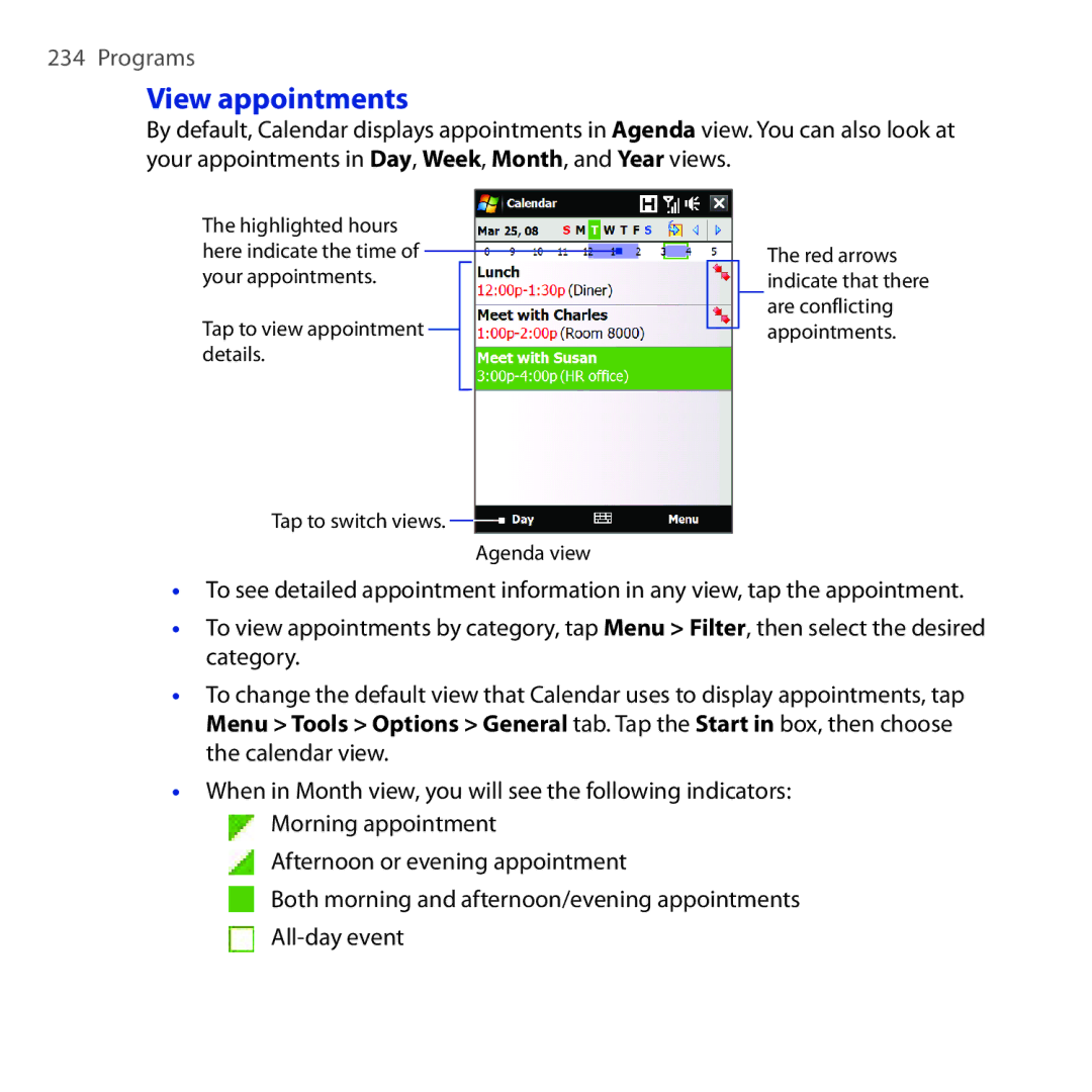 HTC RAPH100 user manual View appointments 