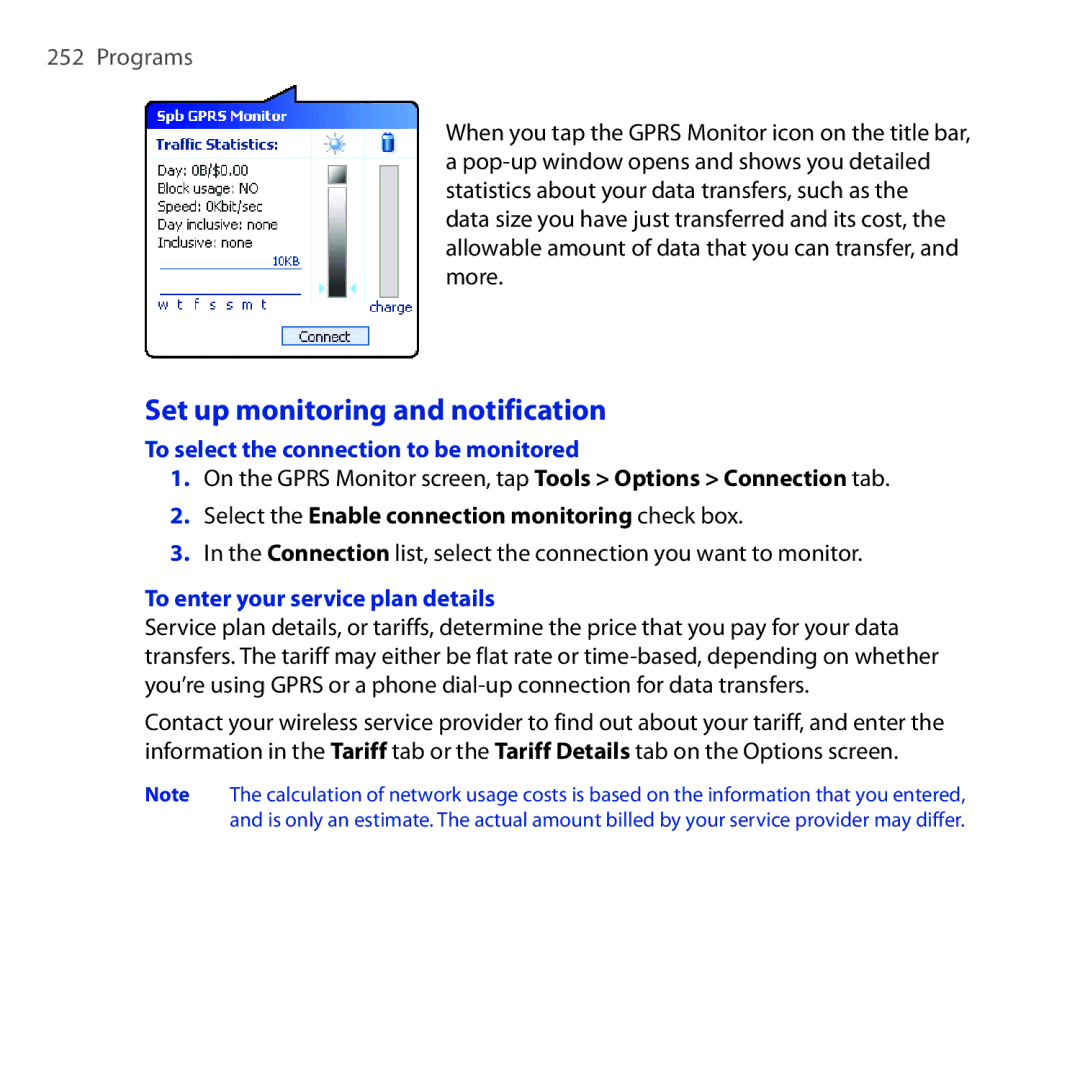 HTC RAPH100 user manual Set up monitoring and notification, To select the connection to be monitored 