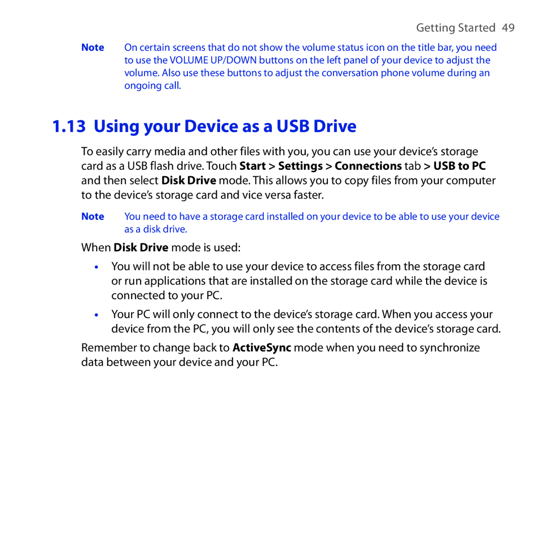 HTC RAPH100 user manual Using your Device as a USB Drive 