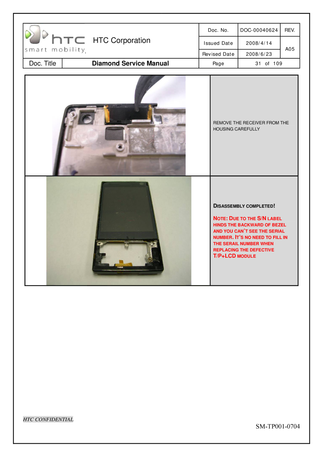 HTC Rev. A05 service manual +LCD Module 