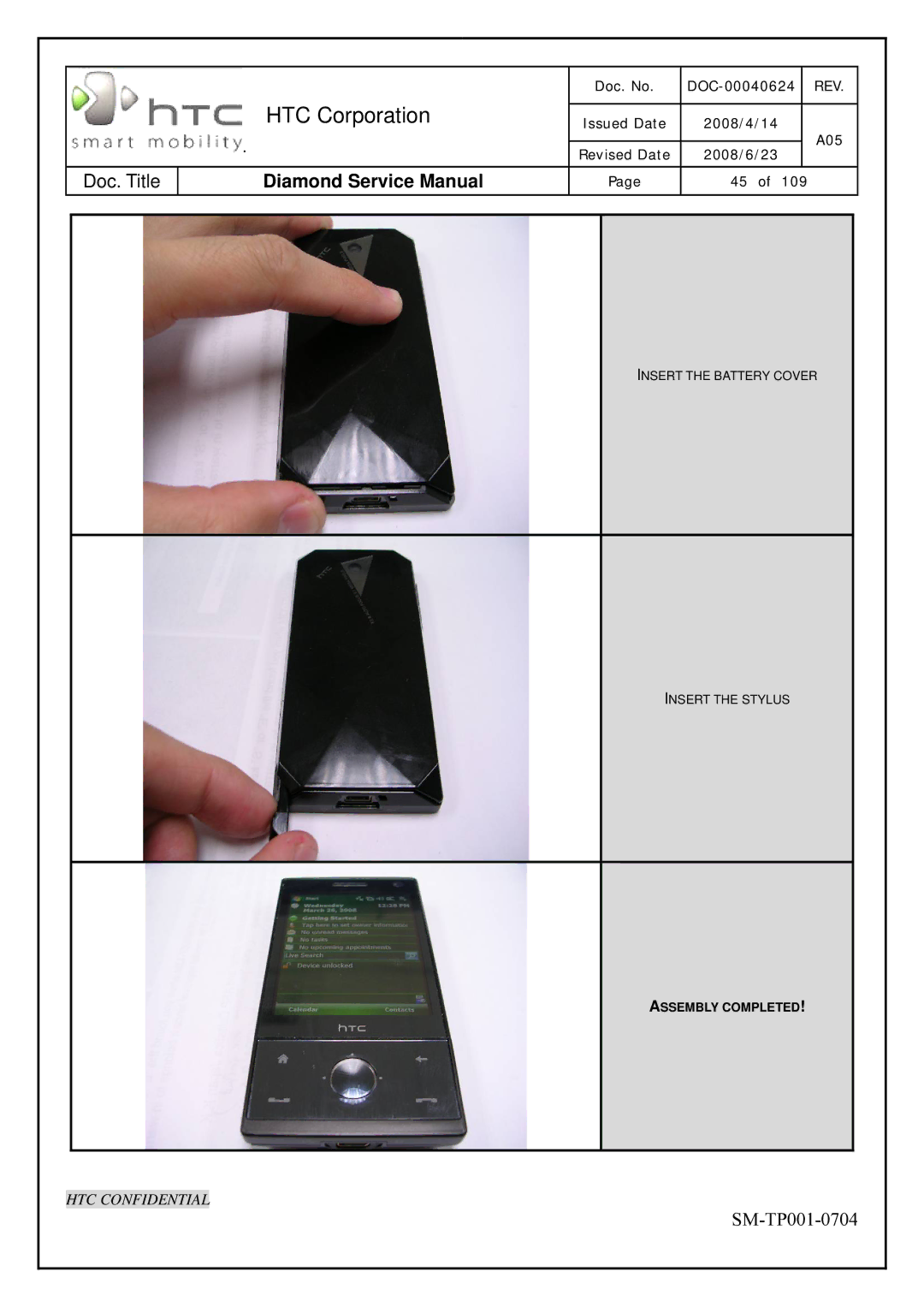 HTC Rev. A05 service manual Assembly Completed 