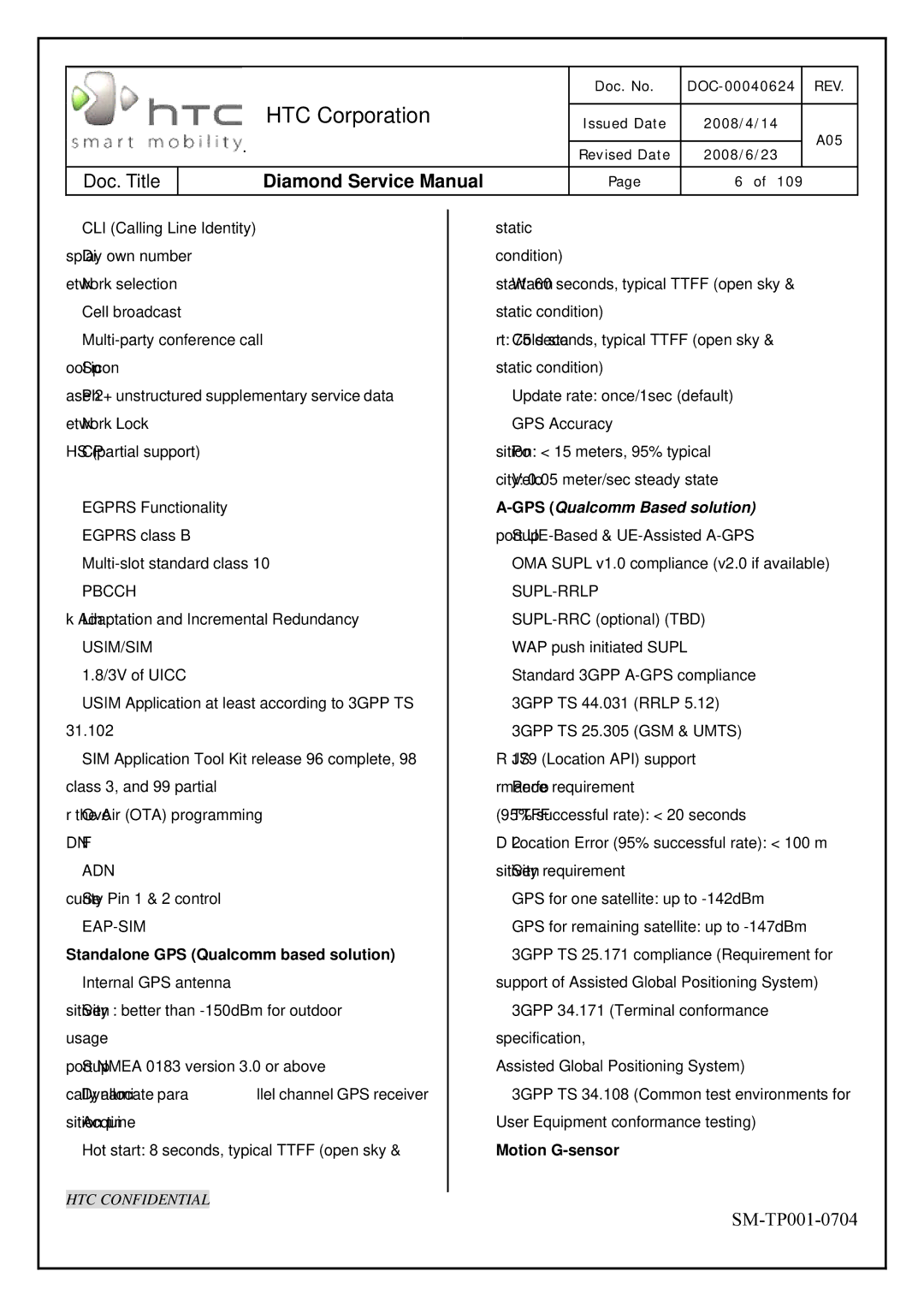 HTC Rev. A05 service manual GPS Qualcomm Based solution 