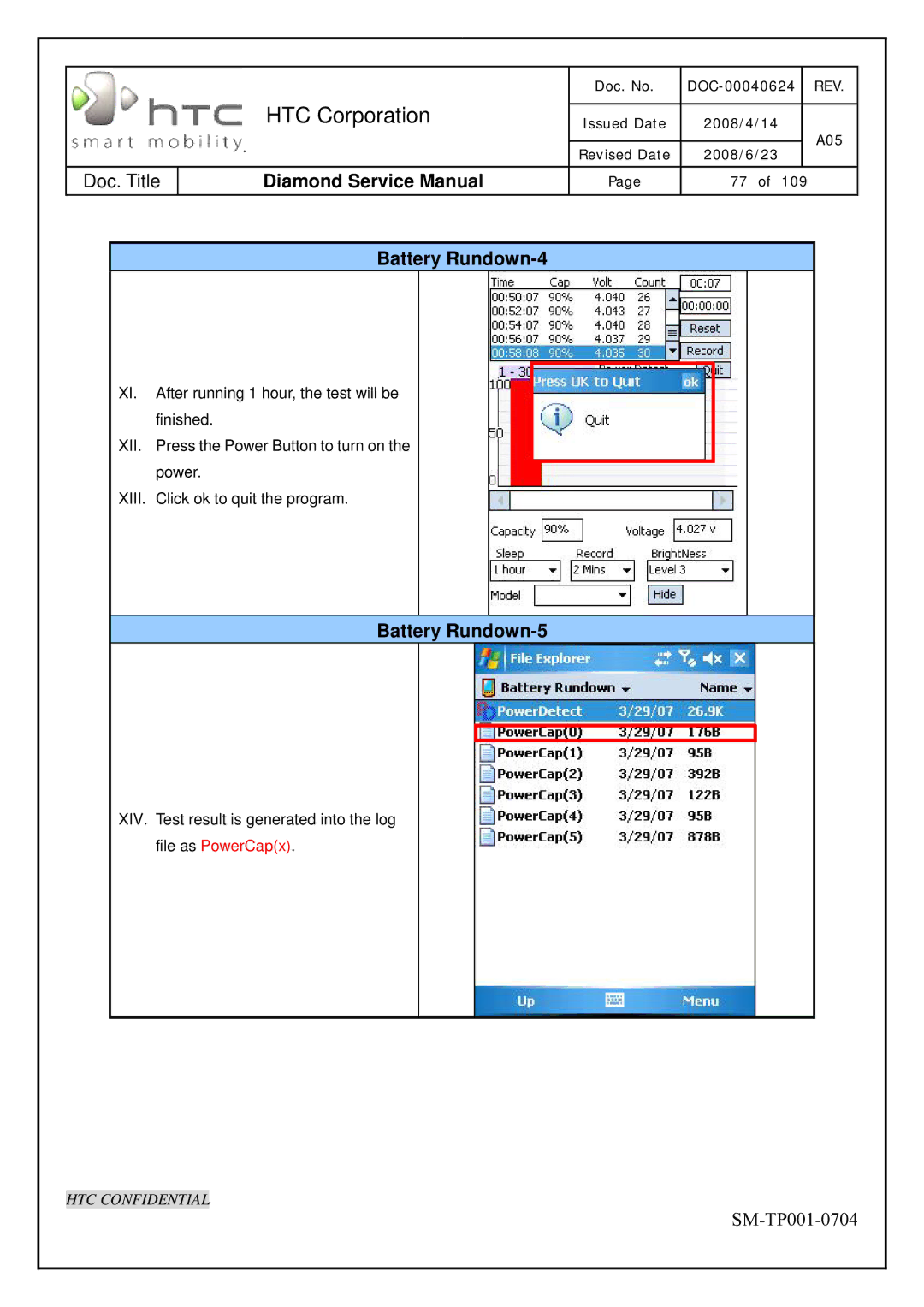 HTC Rev. A05 service manual Doc. Title Battery Rundown-4, Battery Rundown-5 