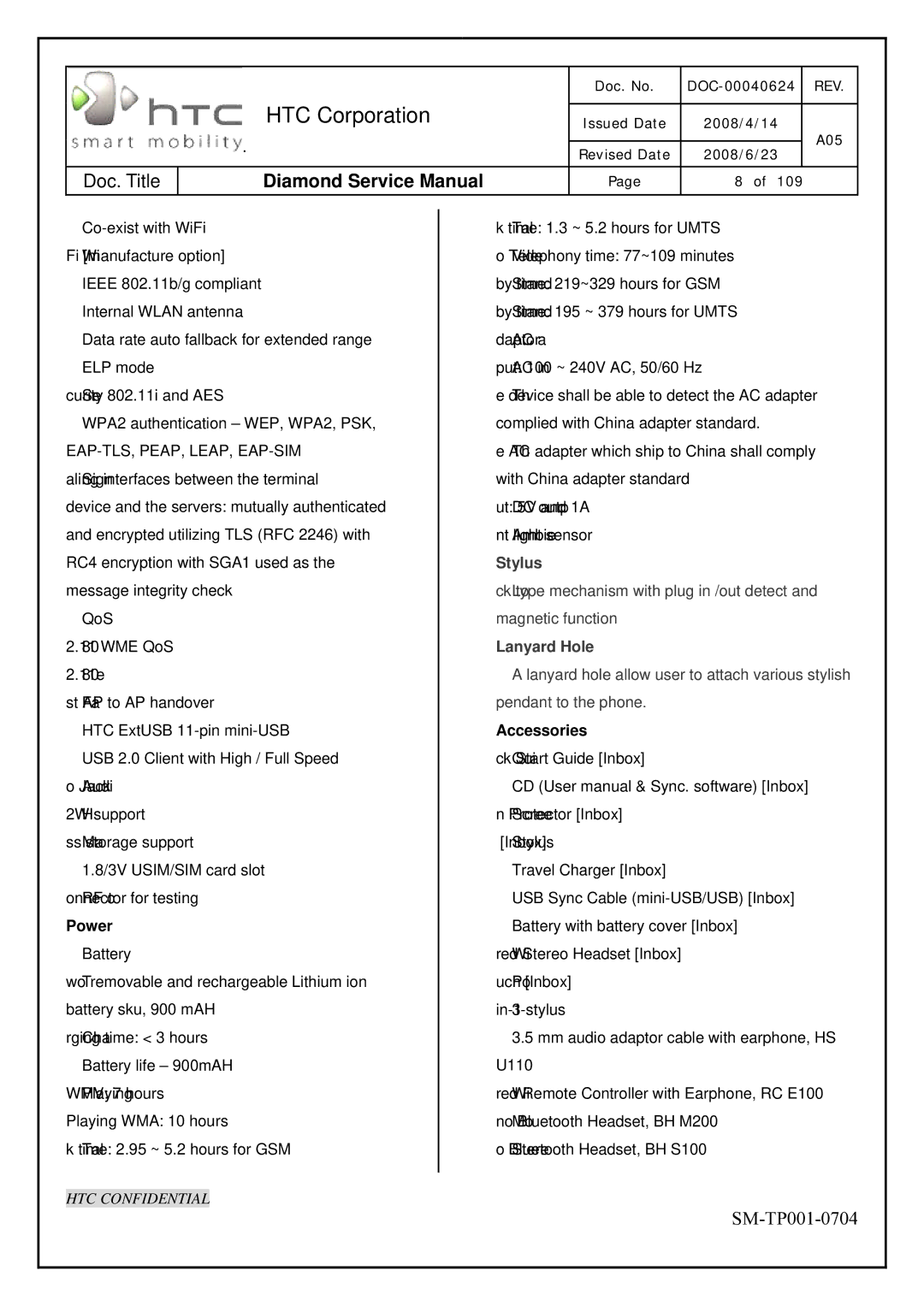 HTC Rev. A05 service manual Stylus 