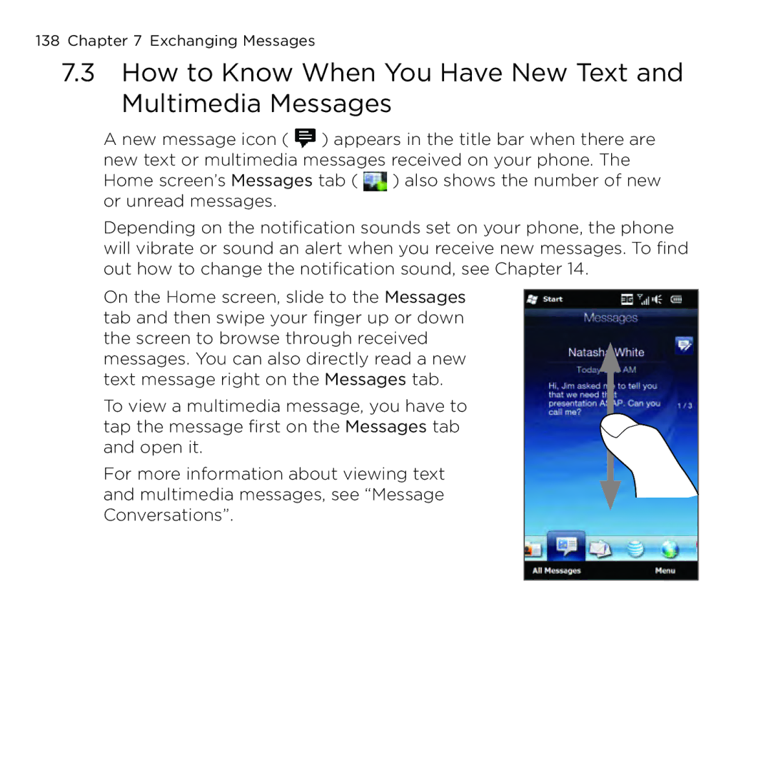 HTC NMRHOD00 user manual How to Know When You Have New Text and Multimedia Messages 