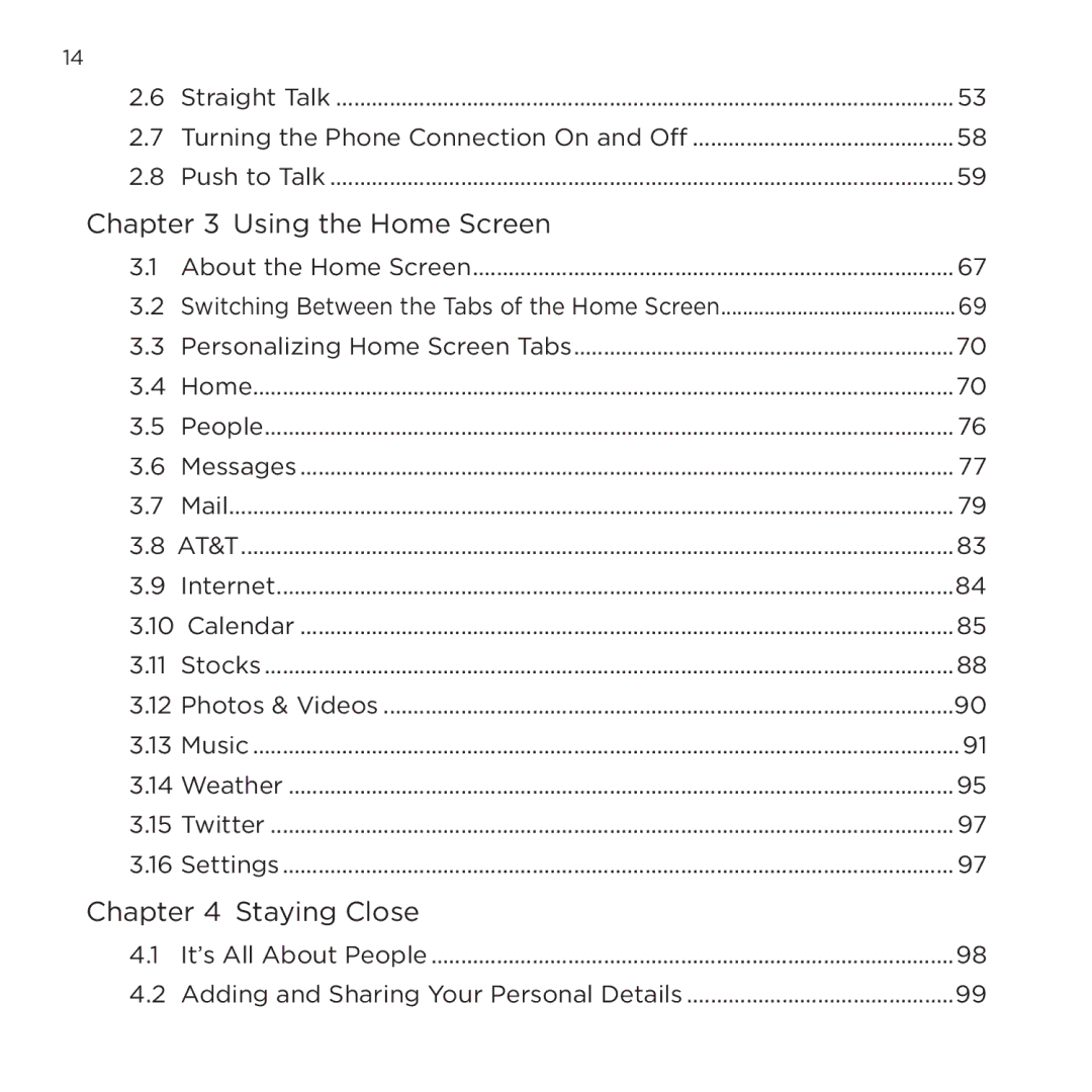 HTC NMRHOD00 user manual Using the Home Screen 