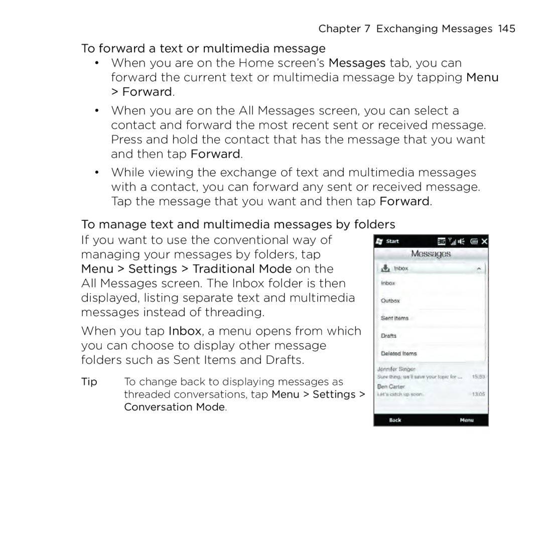 HTC NMRHOD00 user manual Exchanging Messages 14 