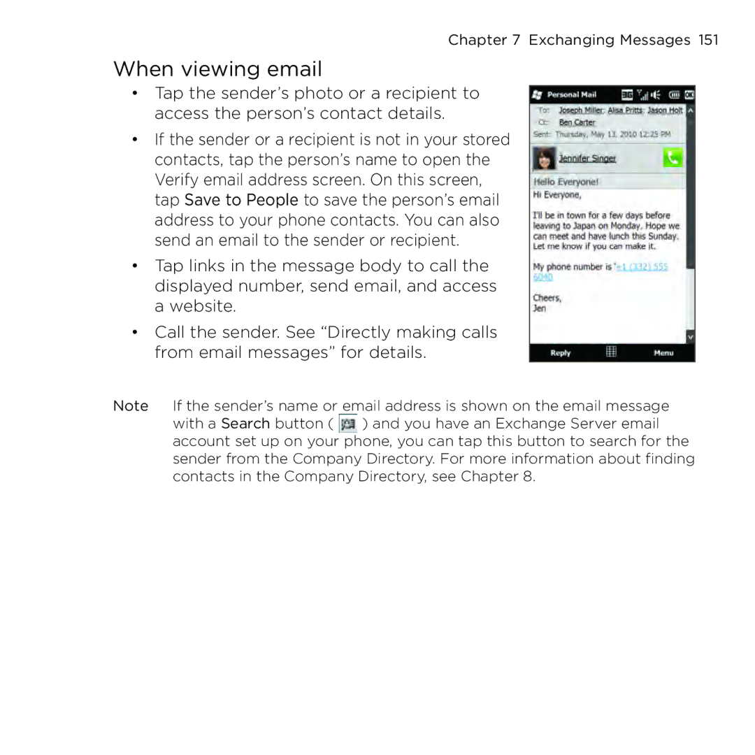 HTC NMRHOD00 user manual When viewing email 