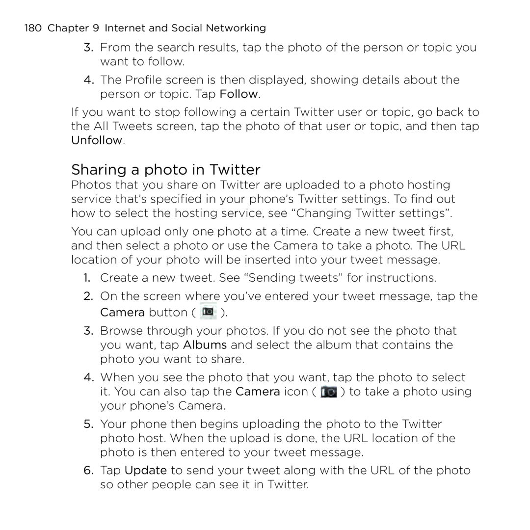 HTC NMRHOD00 user manual Sharing a photo in Twitter 