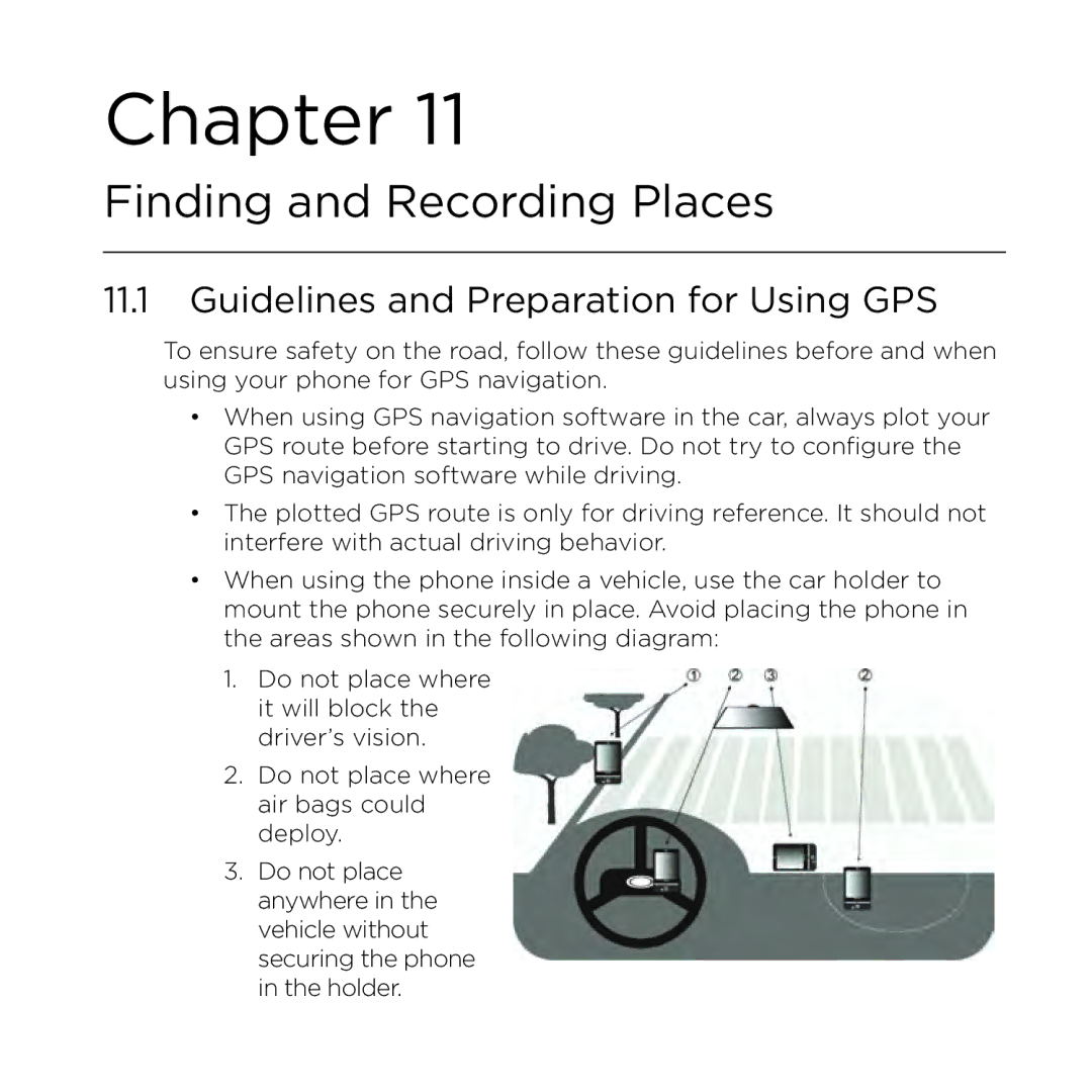 HTC NMRHOD00 user manual Finding and Recording Places, Guidelines and Preparation for Using GPS 