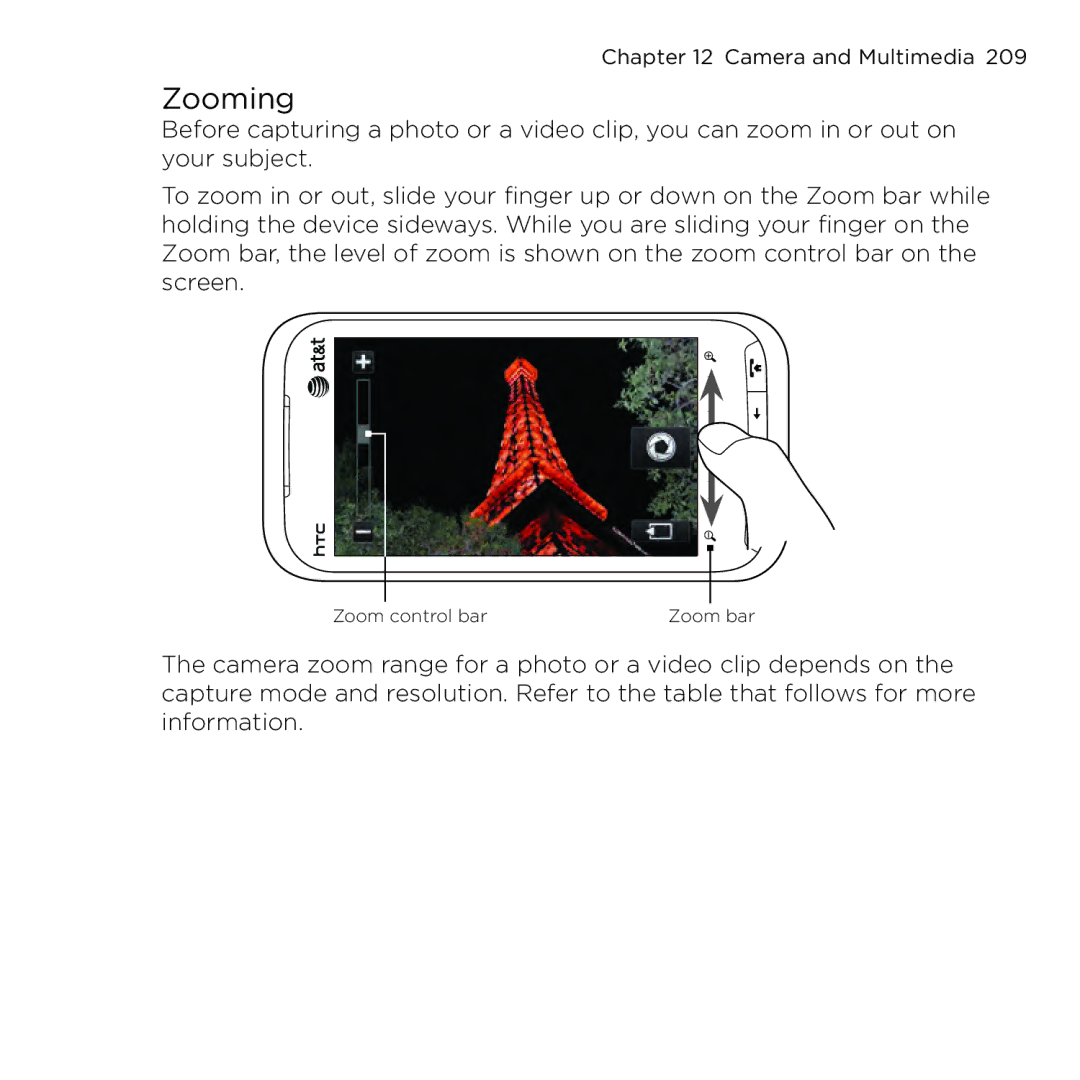 HTC NMRHOD00 user manual Zooming 