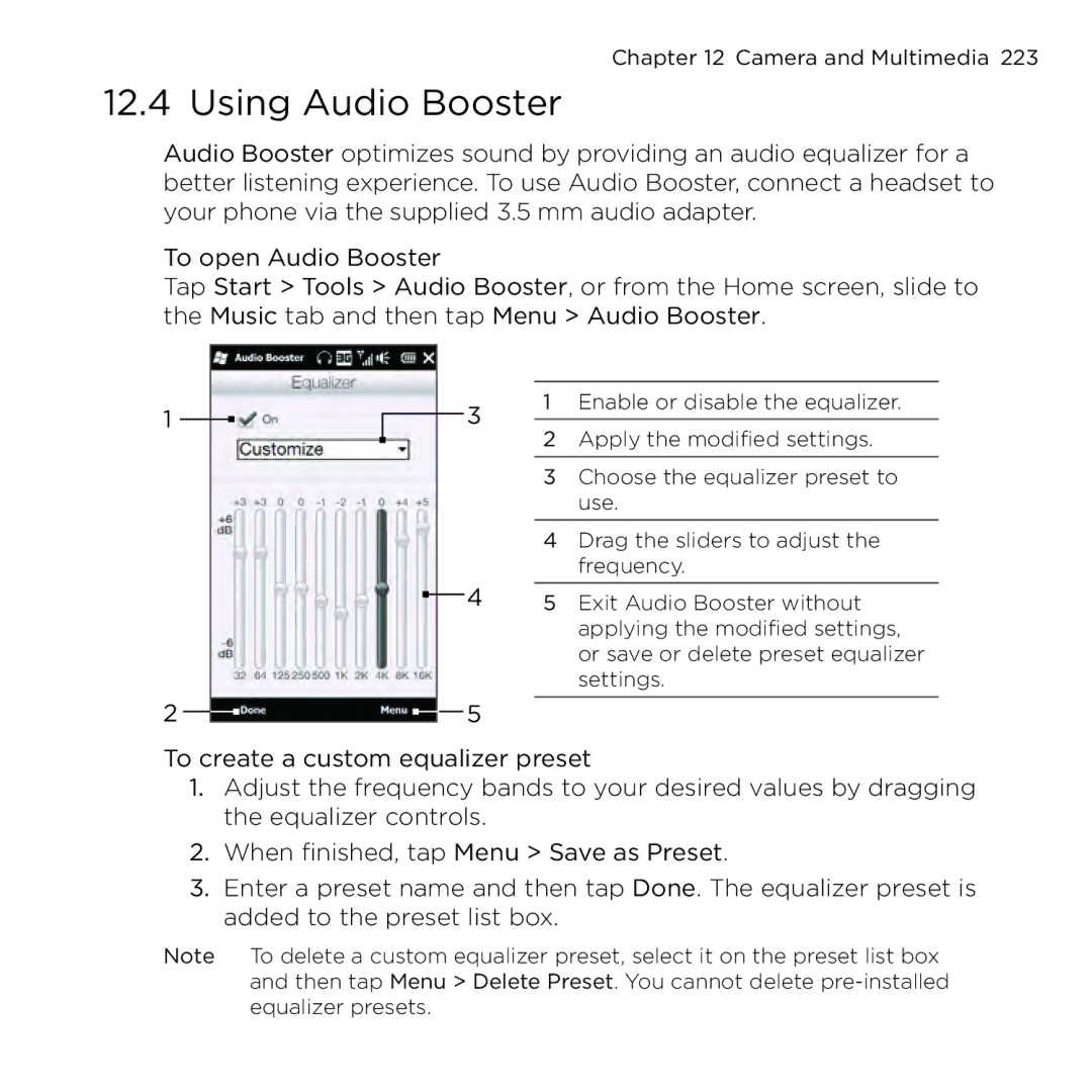 HTC NMRHOD00 user manual Using Audio Booster 