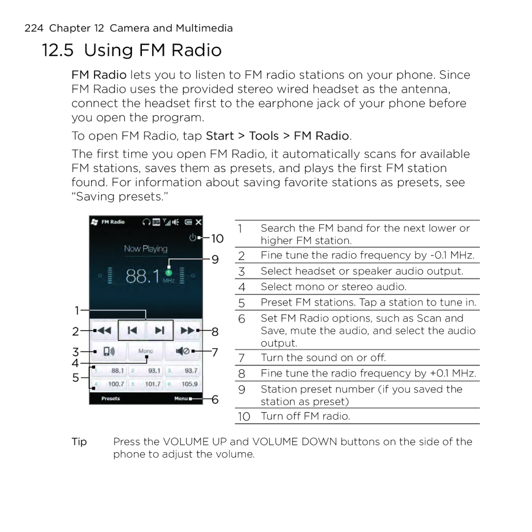 HTC NMRHOD00 user manual Using FM Radio 