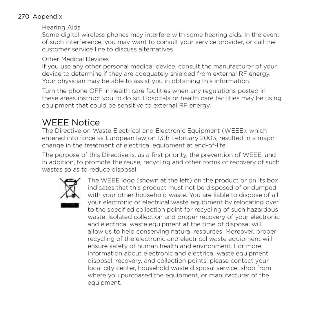 HTC NMRHOD00 user manual Weee Notice 