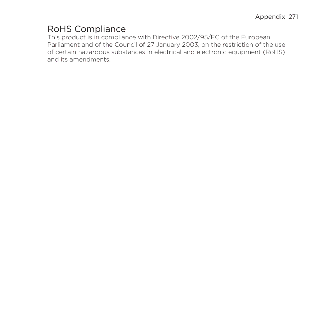 HTC NMRHOD00 user manual RoHS Compliance 