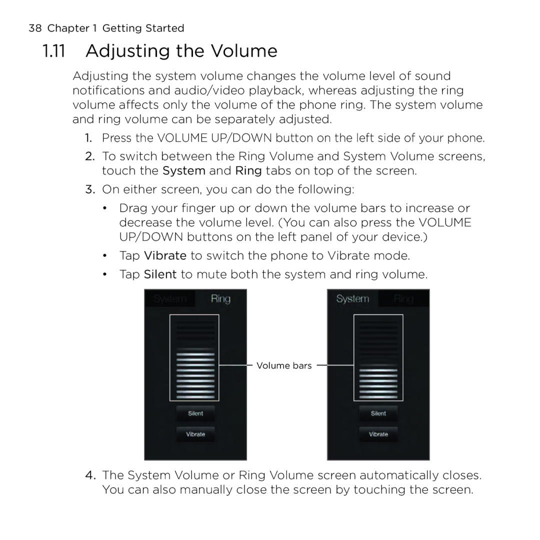 HTC NMRHOD00 user manual Adjusting the Volume 