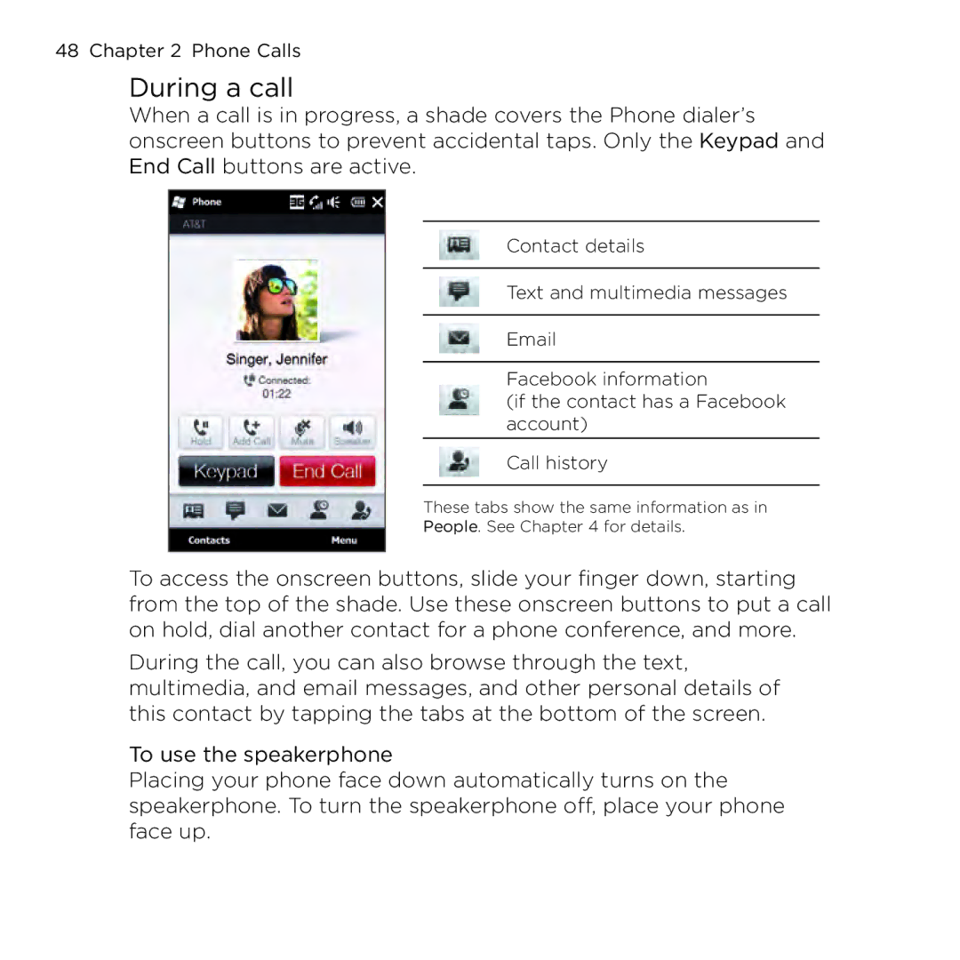 HTC NMRHOD00 user manual During a call 