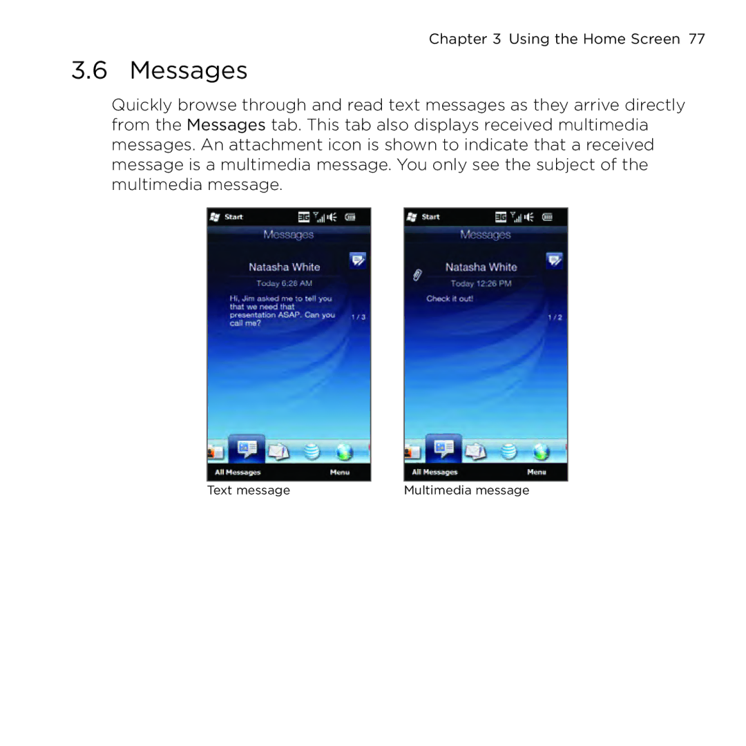 HTC NMRHOD00 user manual Messages 