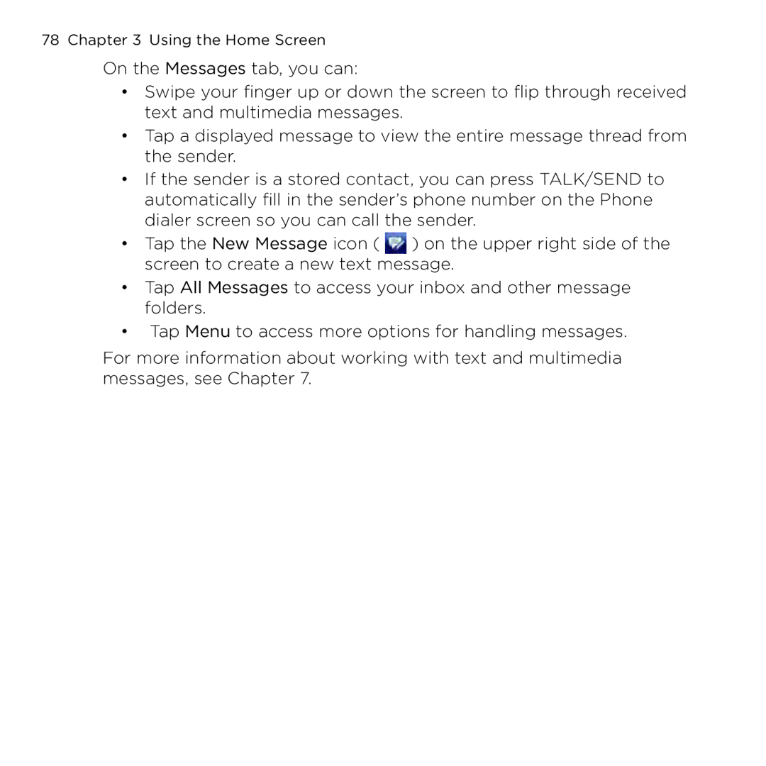 HTC NMRHOD00 user manual Using the Home Screen 