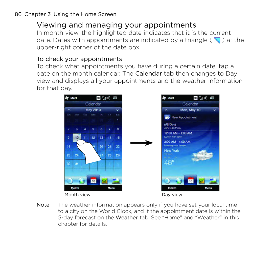 HTC NMRHOD00 user manual Viewing and managing your appointments 