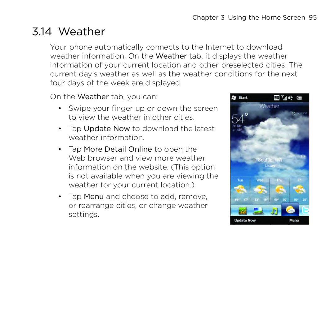 HTC NMRHOD00 user manual Weather 