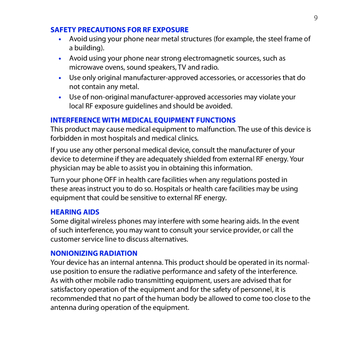 HTC RHOD210 user manual Safety Precautions for RF Exposure 