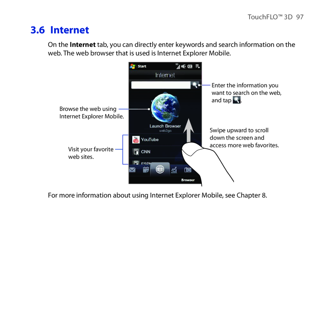 HTC RHOD210 user manual Internet 