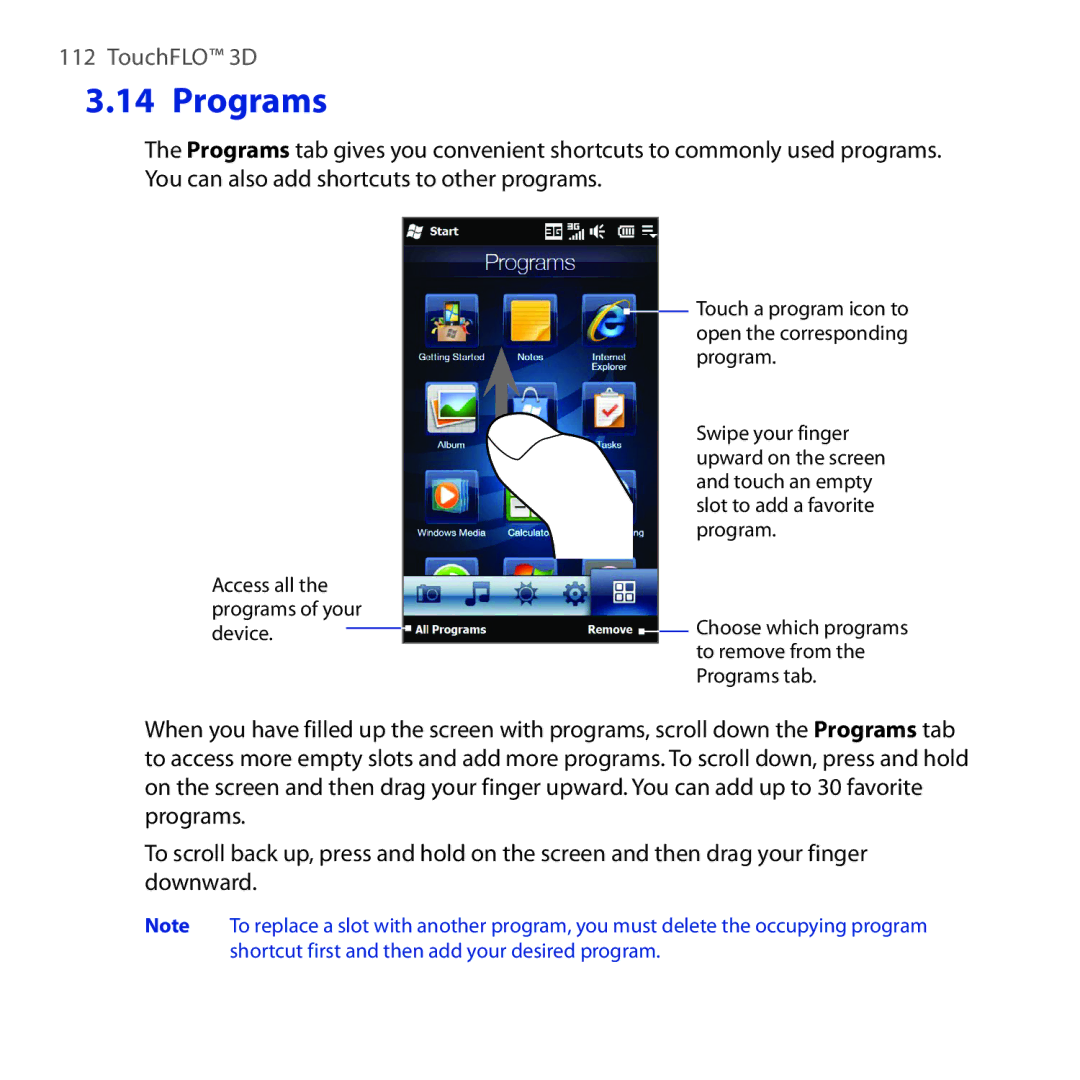 HTC HTC Tilt 2, RHOD300, NM8RHOD00 user manual Programs 