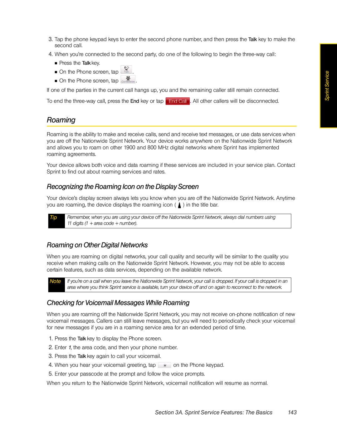 HTC RHOD400 manual Recognizing the Roaming Icon on the Display Screen, Roaming on Other Digital Networks 