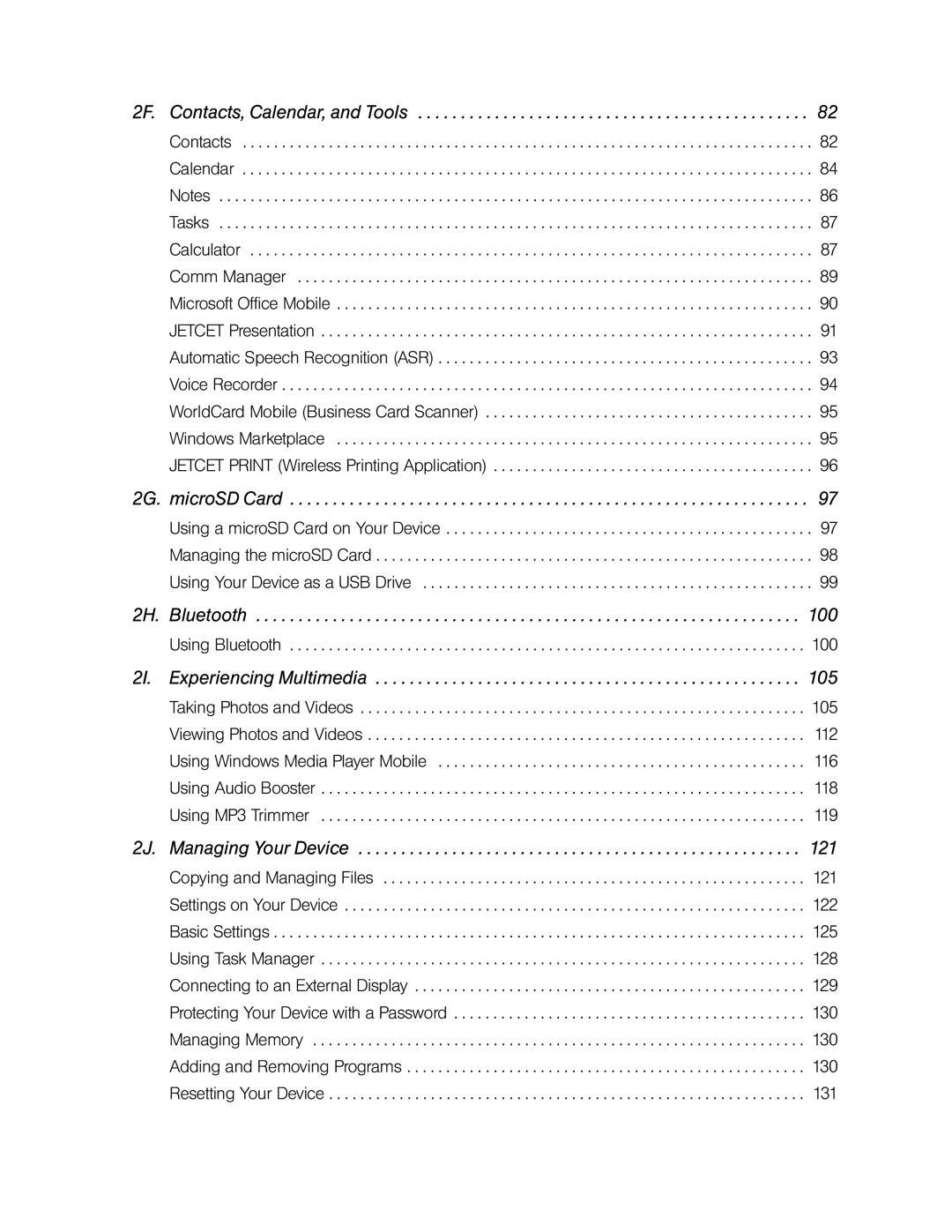 HTC RHOD400 manual 2H. Bluetooth 