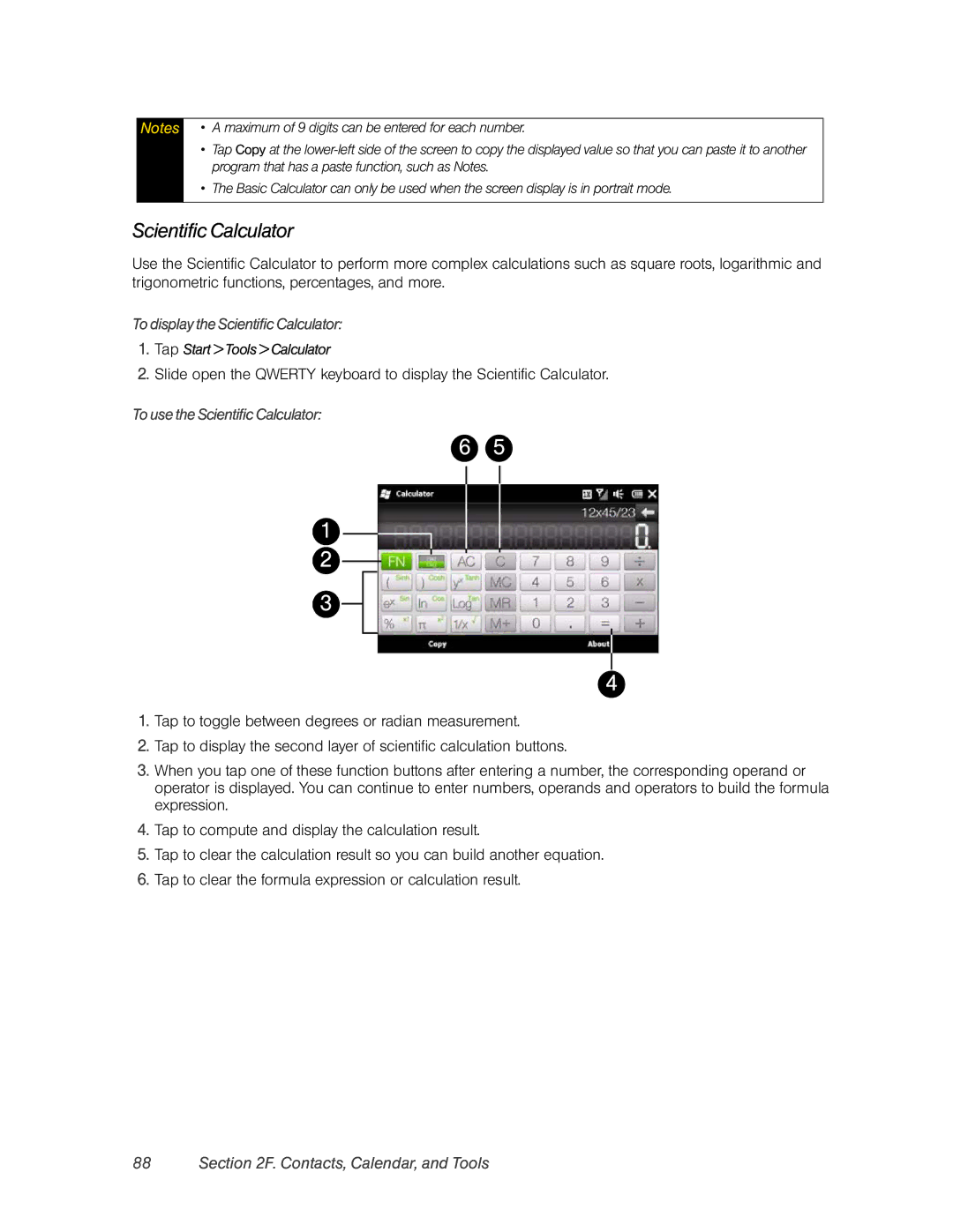 HTC RHOD400 manual To display the Scientific Calculator, To use the Scientific Calculator 