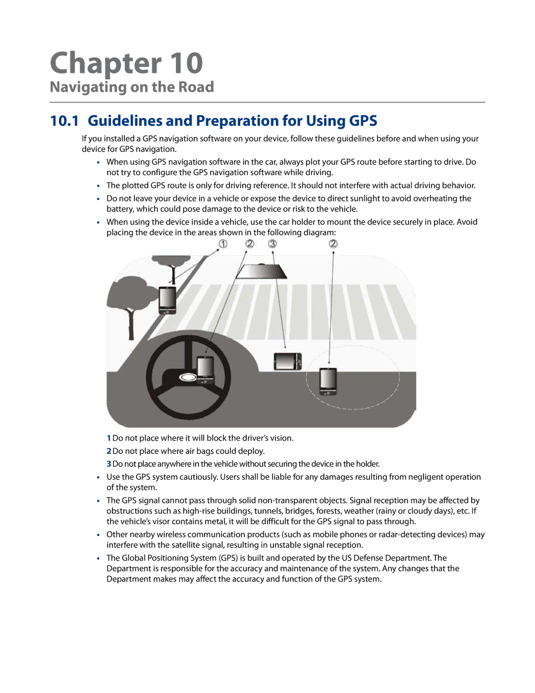 HTC RHOD500 user manual Navigating on the Road, Guidelines and Preparation for Using GPS 