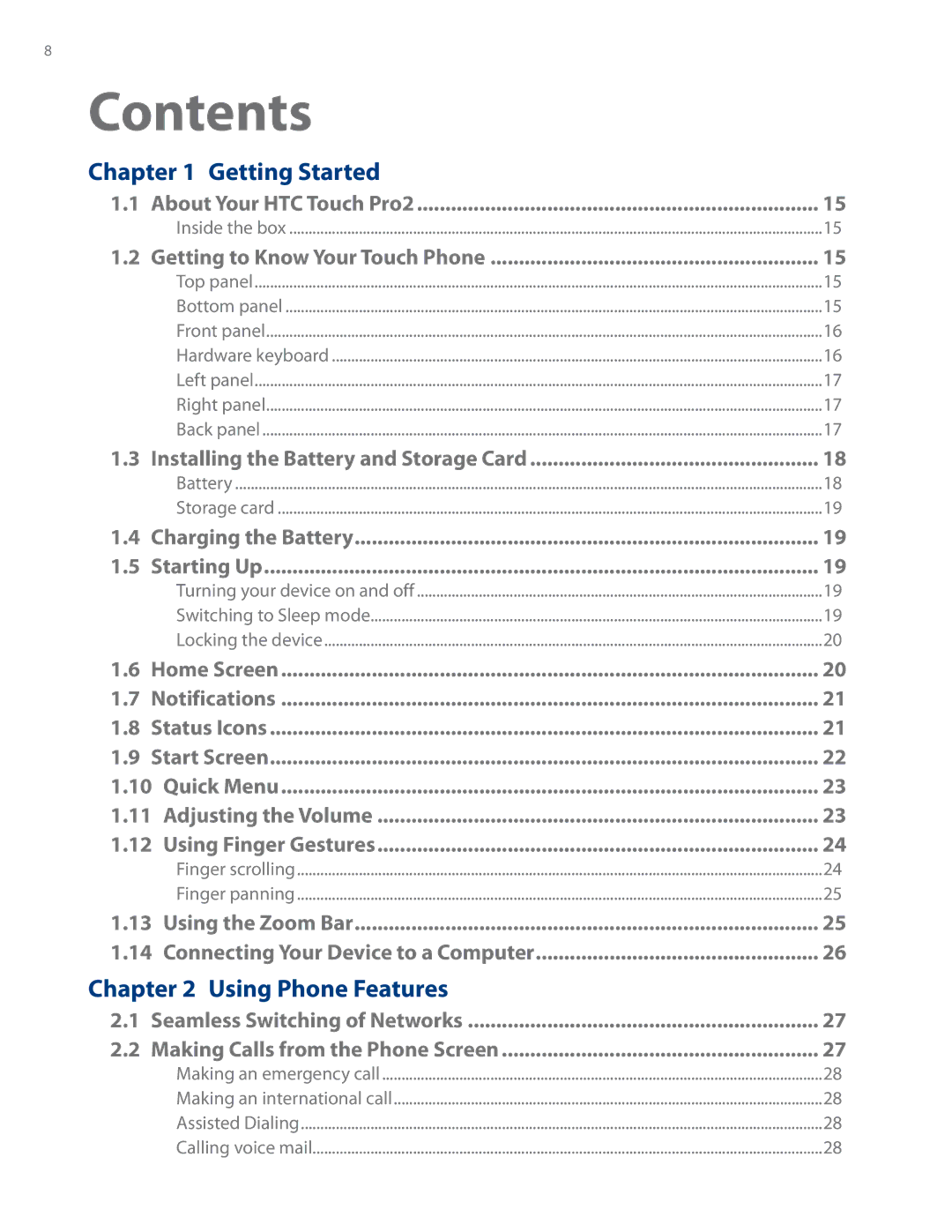 HTC RHOD500 user manual Contents 