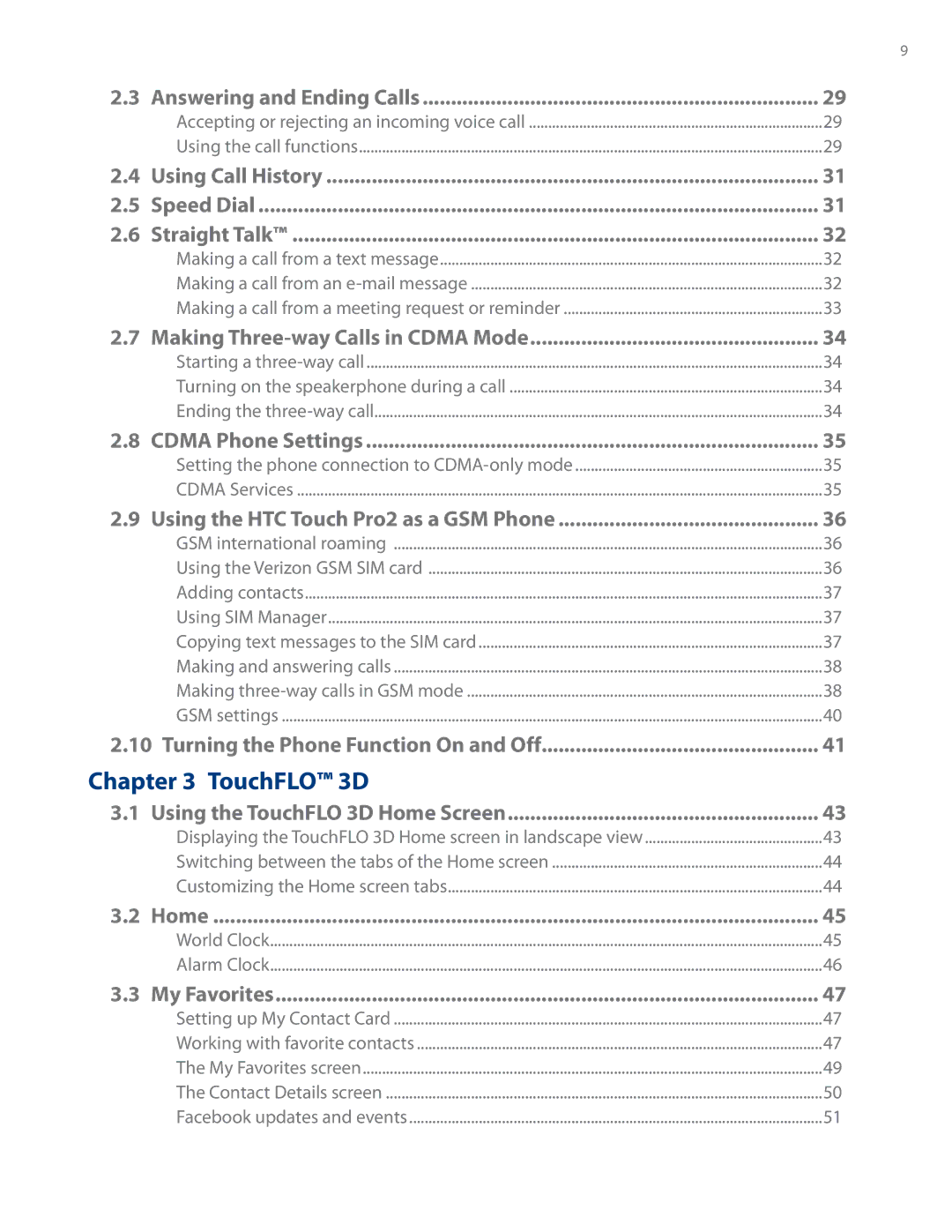 HTC RHOD500 user manual TouchFLO 3D 