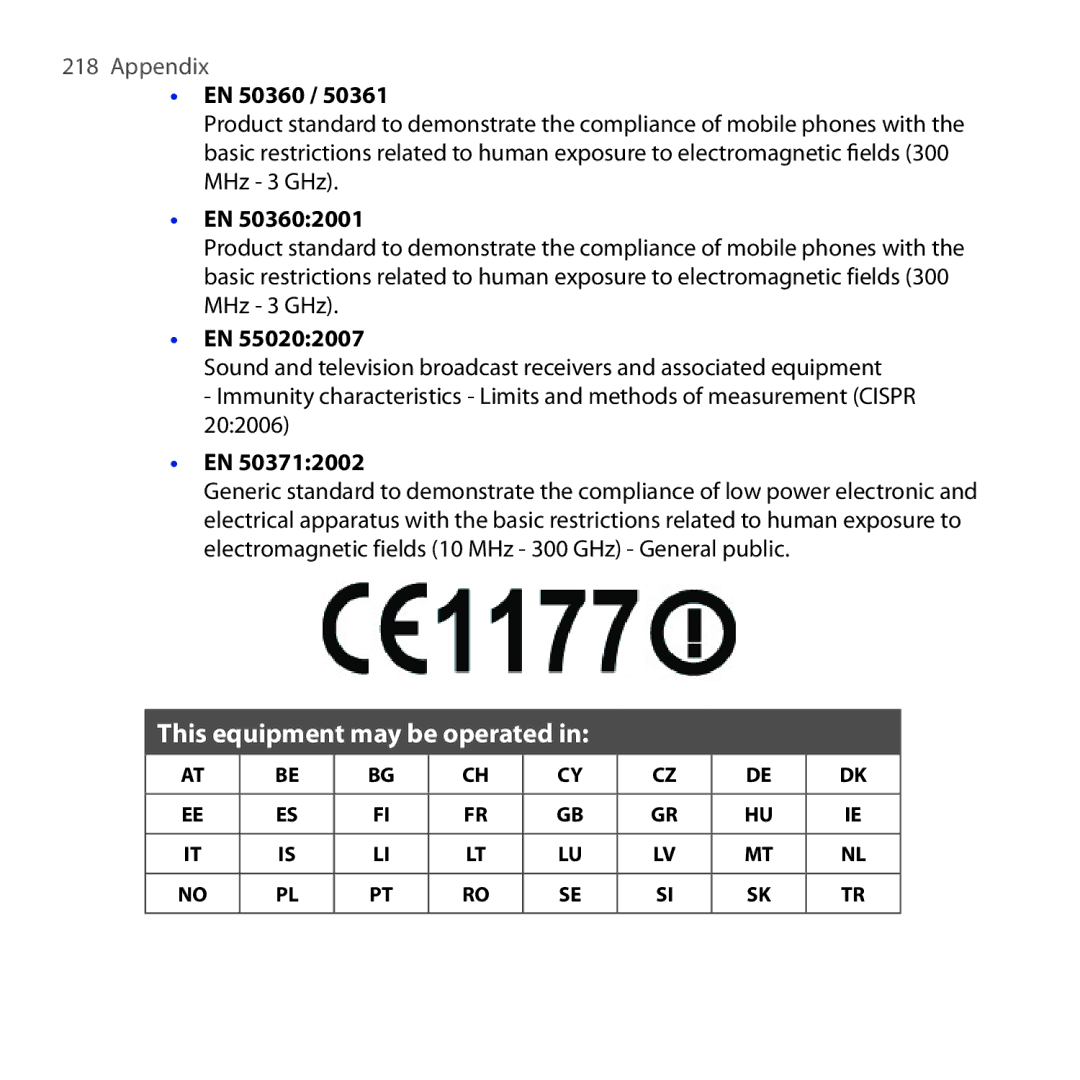 HTC ROSE100 user manual EN 50360 