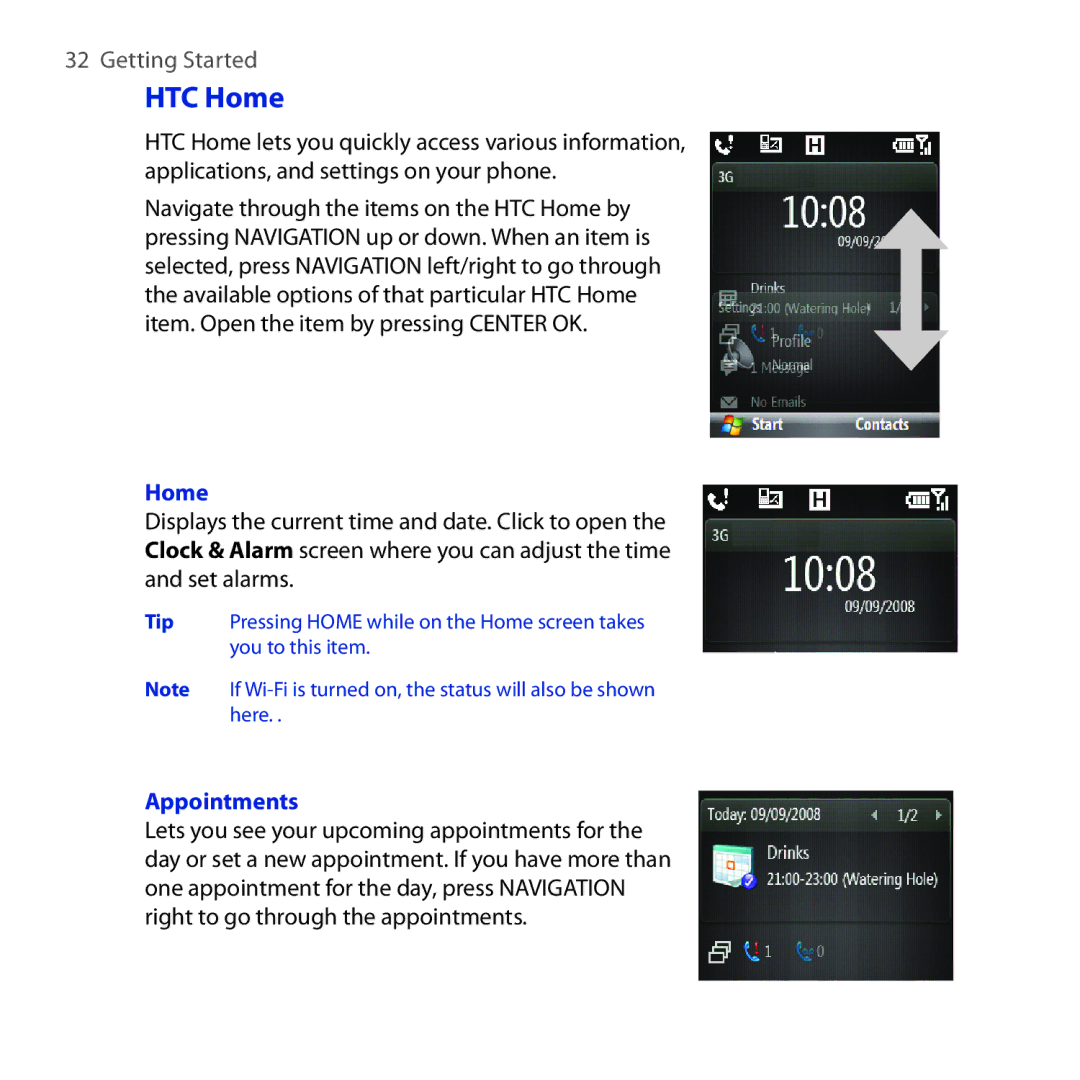 HTC ROSE100 user manual HTC Home, Appointments 
