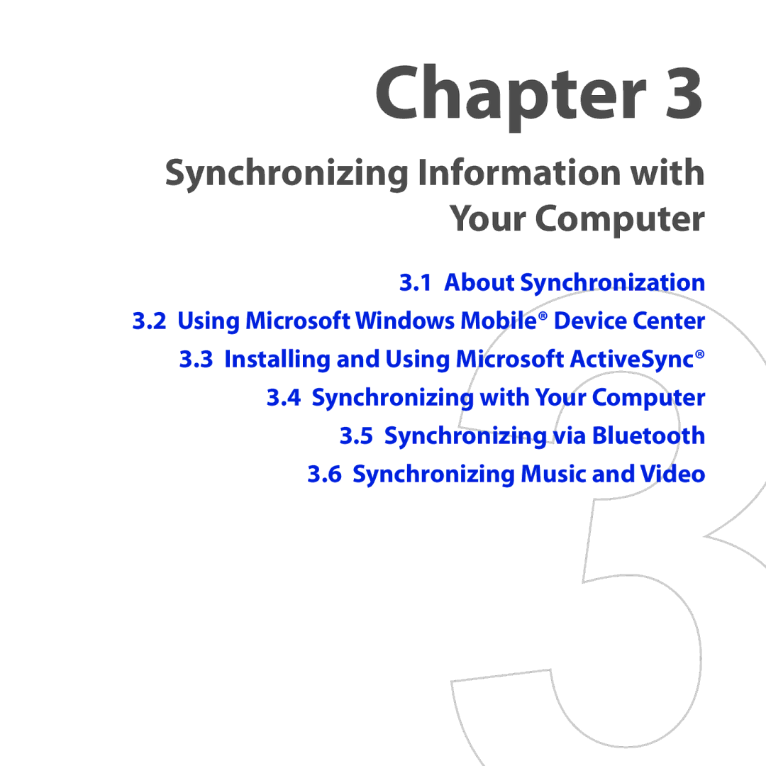 HTC ROSE100 user manual Synchronizing Information with Your Computer, About Synchronization 