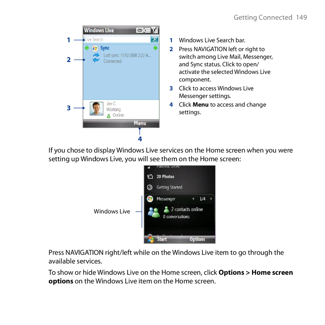 HTC S743, ROSE130 user manual Windows Live 